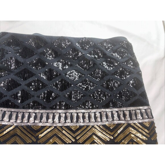 Express Womens Small Black Stretch Knit Aztec Sequin Embellished Mini Skirt BL - Picture 5 of 7